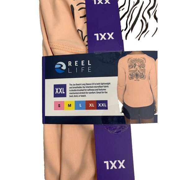 Reel Life Women's UV Sun Protection Long Sleeve Shirt XXL Peach Swim Top Plus SZ - Picture 3 of 5